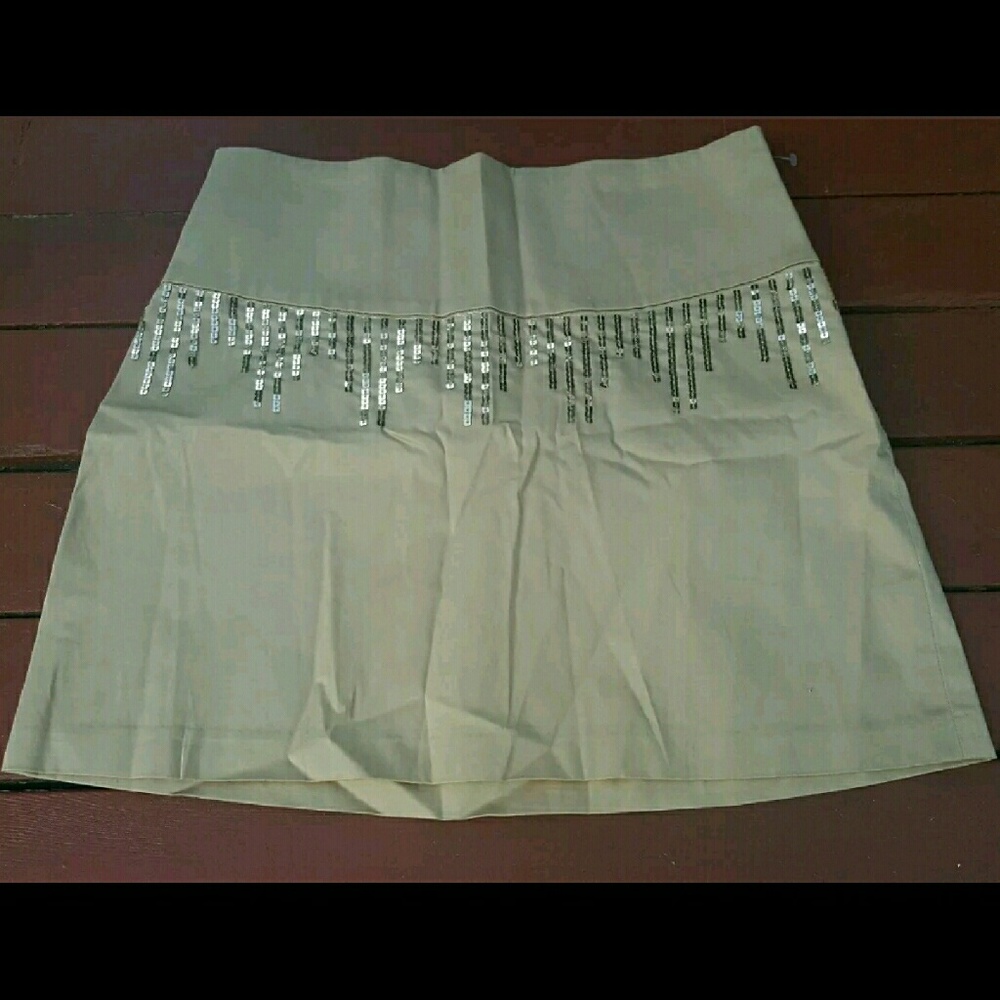 Free  People Drippy sequins Mini aline skirt champagne beige NWT